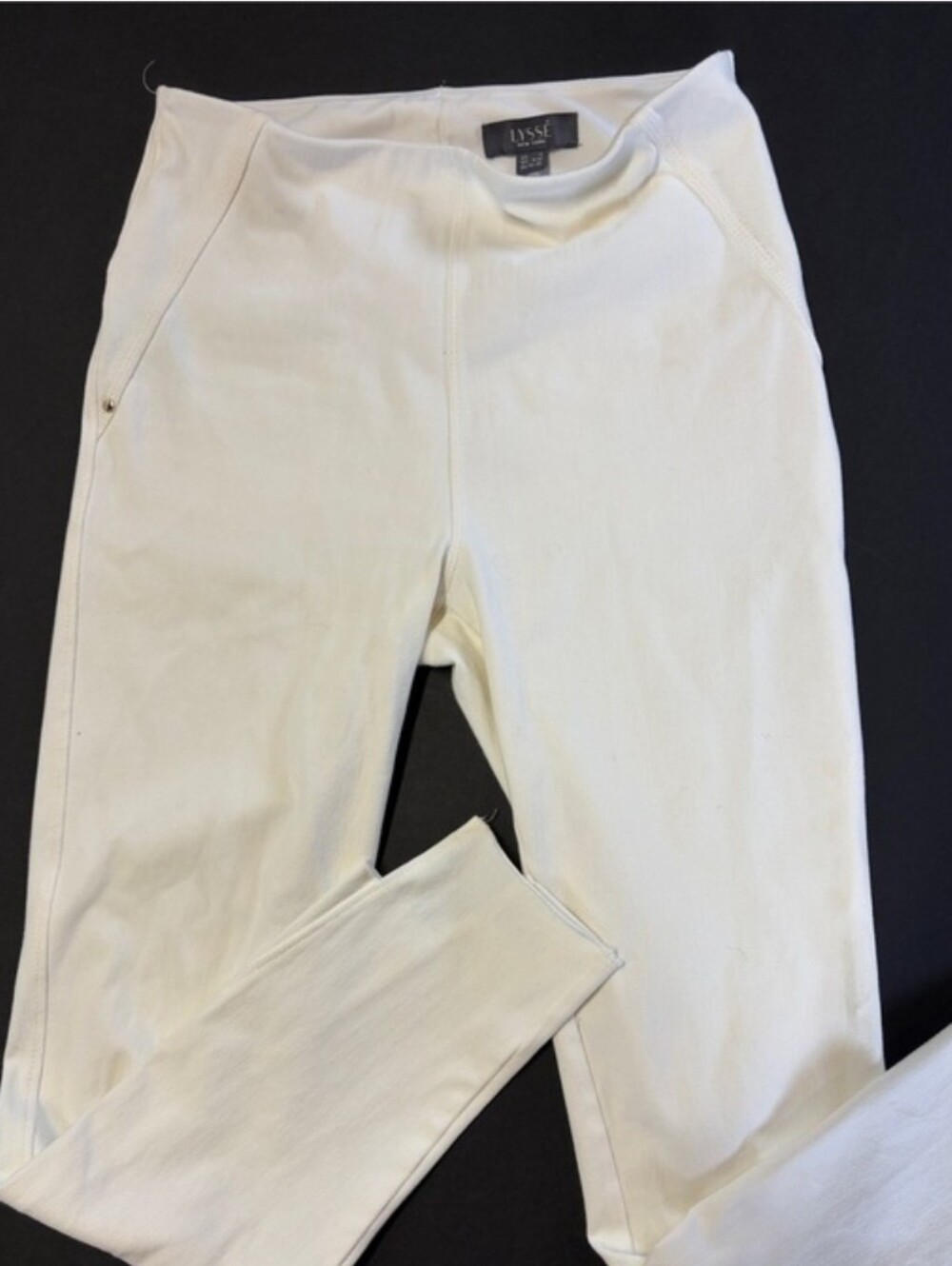 Lysse Cream High Waist Leggings Skinny Pants Pull On Stretch Women Size Small